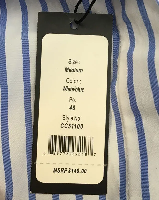 NWT Coco Colette Women's White Blue Striped Button-Up Shirt - Size Medium