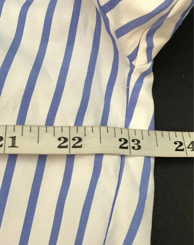 NWT Coco Colette Women's White Blue Striped Button-Up Shirt - Size Medium
