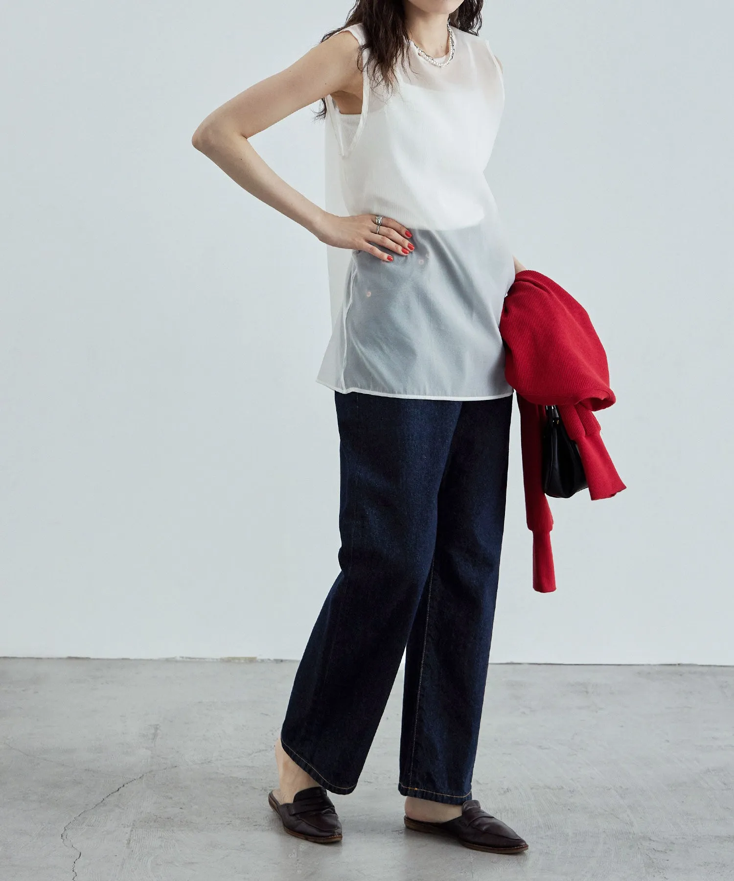 Organdy sleeveless tops