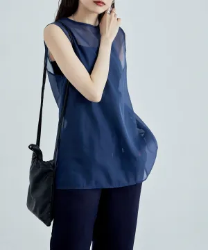 Organdy sleeveless tops