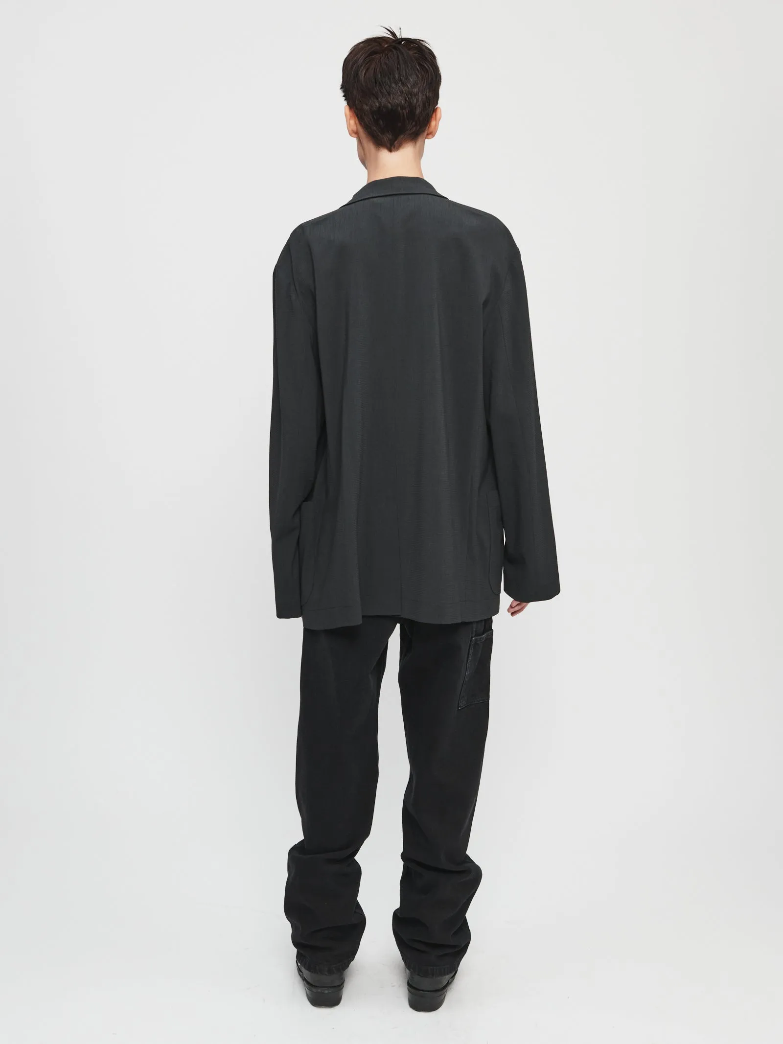 Oversized 3-Button Blazer in Washed Black