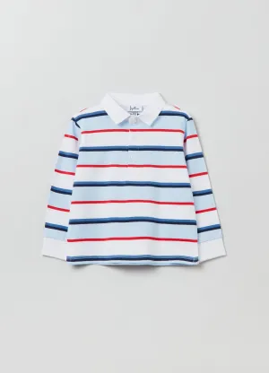 OVS Kids Boy Yarn-Dyed Striped Cotton Polo Shirt