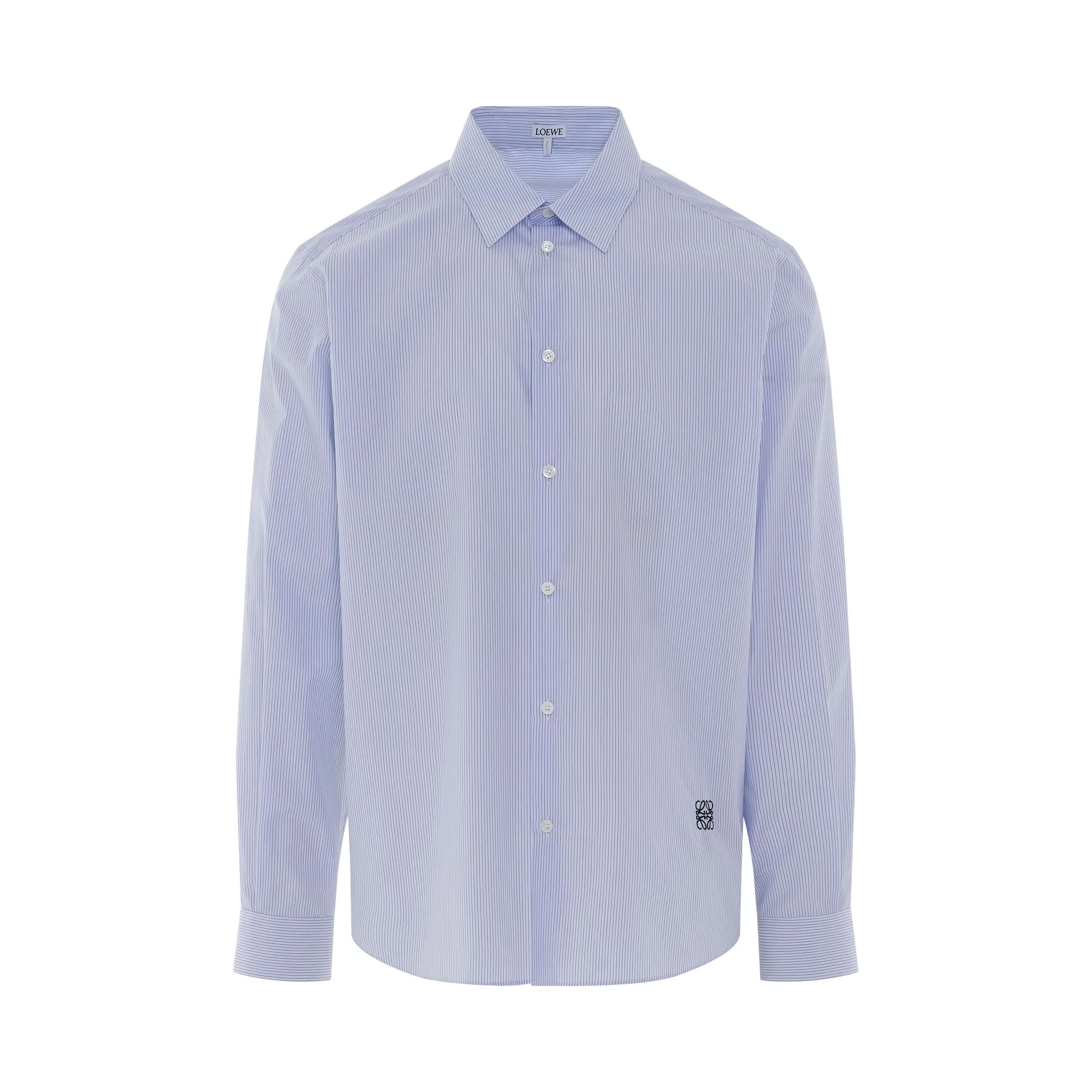 Patchwork Striped Shirt in Light Blue