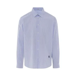 Patchwork Striped Shirt in Light Blue