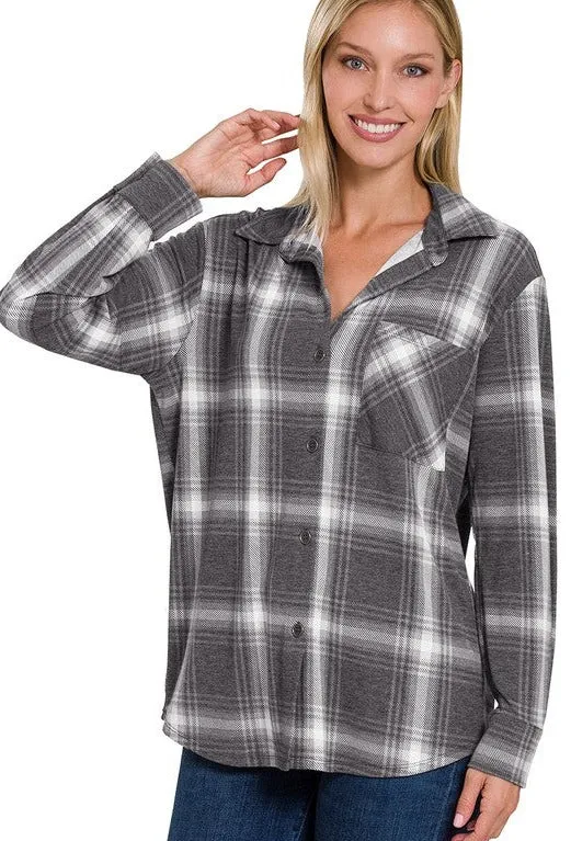 Peyton Plaid Button Down Top