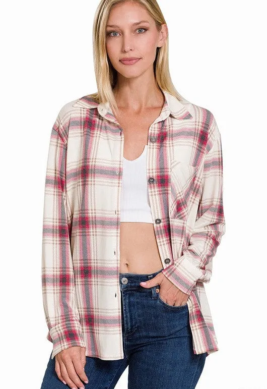 Peyton Plaid Button Down Top