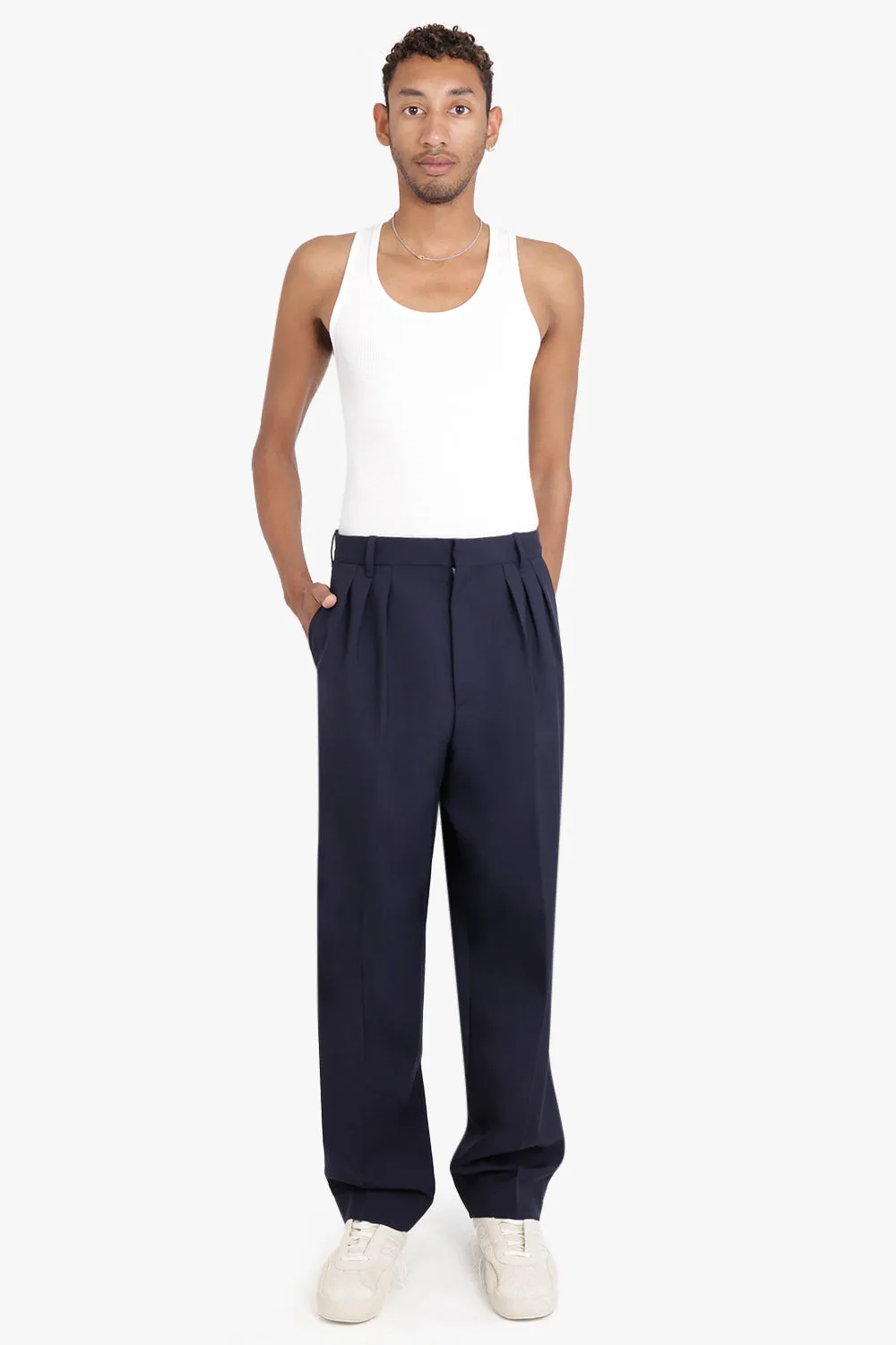 Pleated Tailored Pant | Midnight Blue