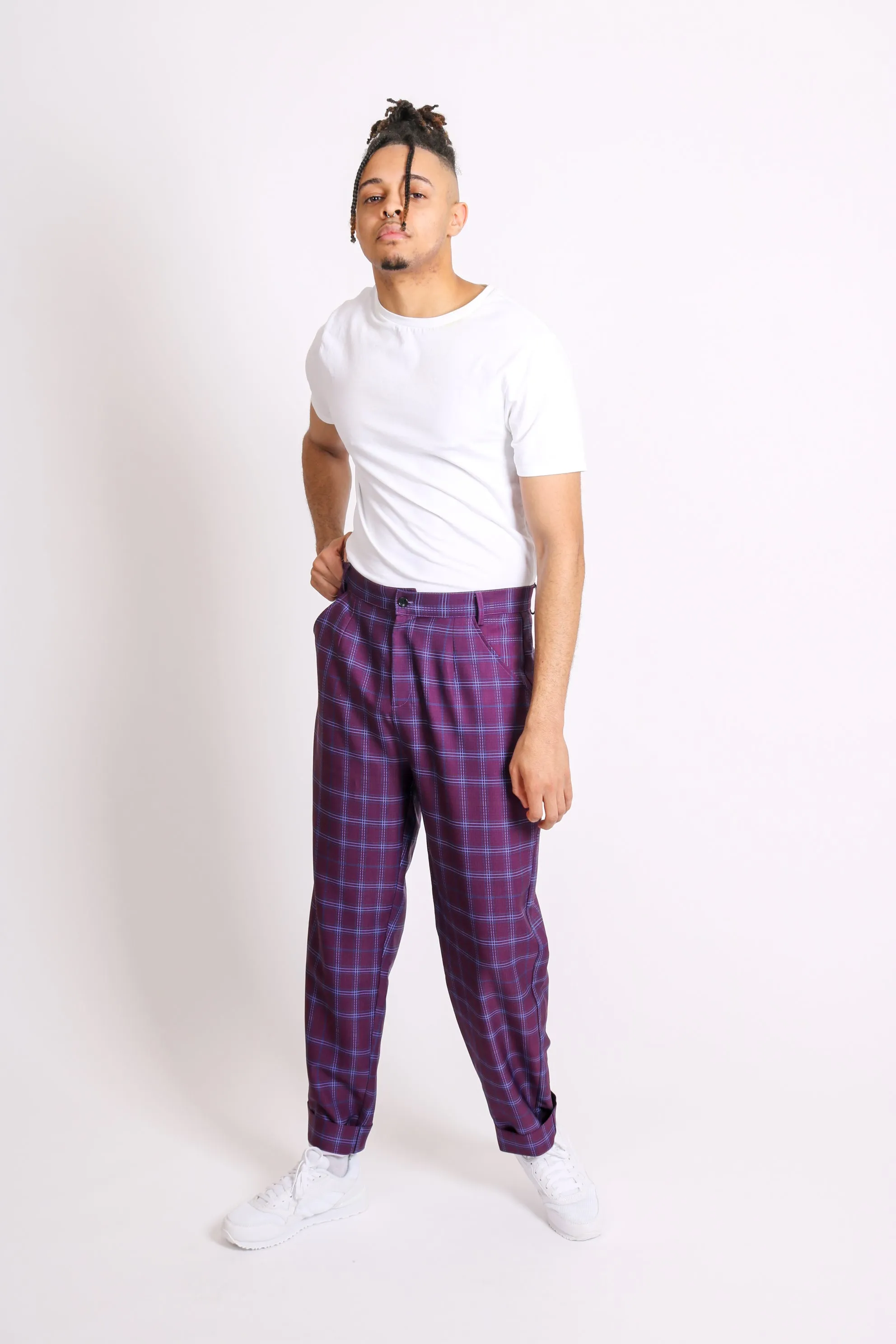 Purple Check Tailored Trouser