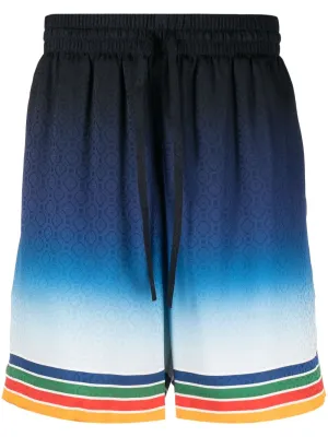 Rainbow monogram silk shorts