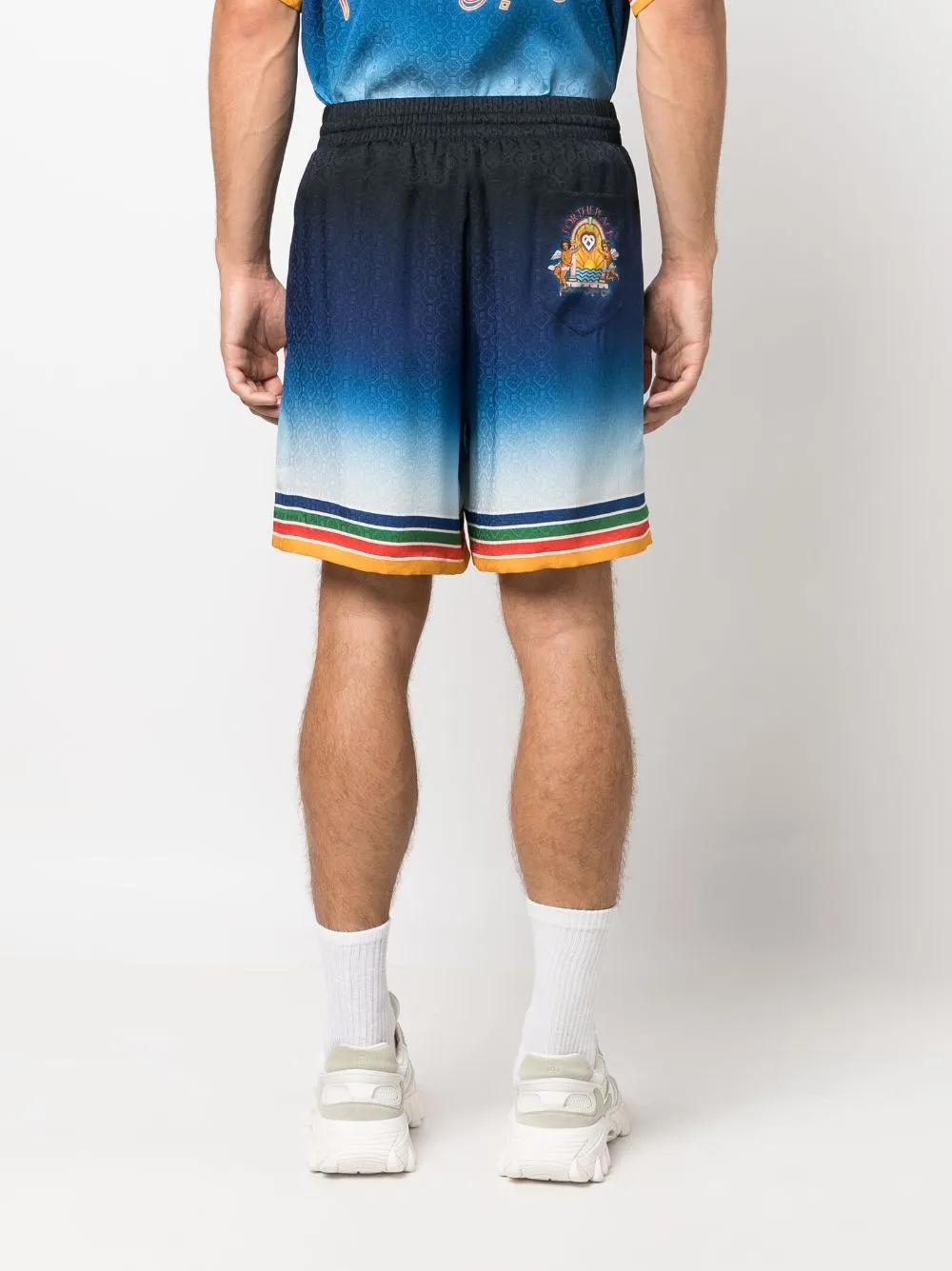 Rainbow monogram silk shorts