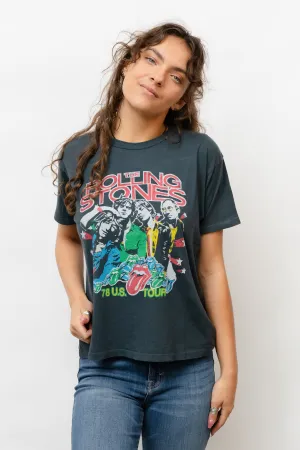 ROLLING STONES 78 US TOUR RINGER TEE IN VINTAGE BLACK