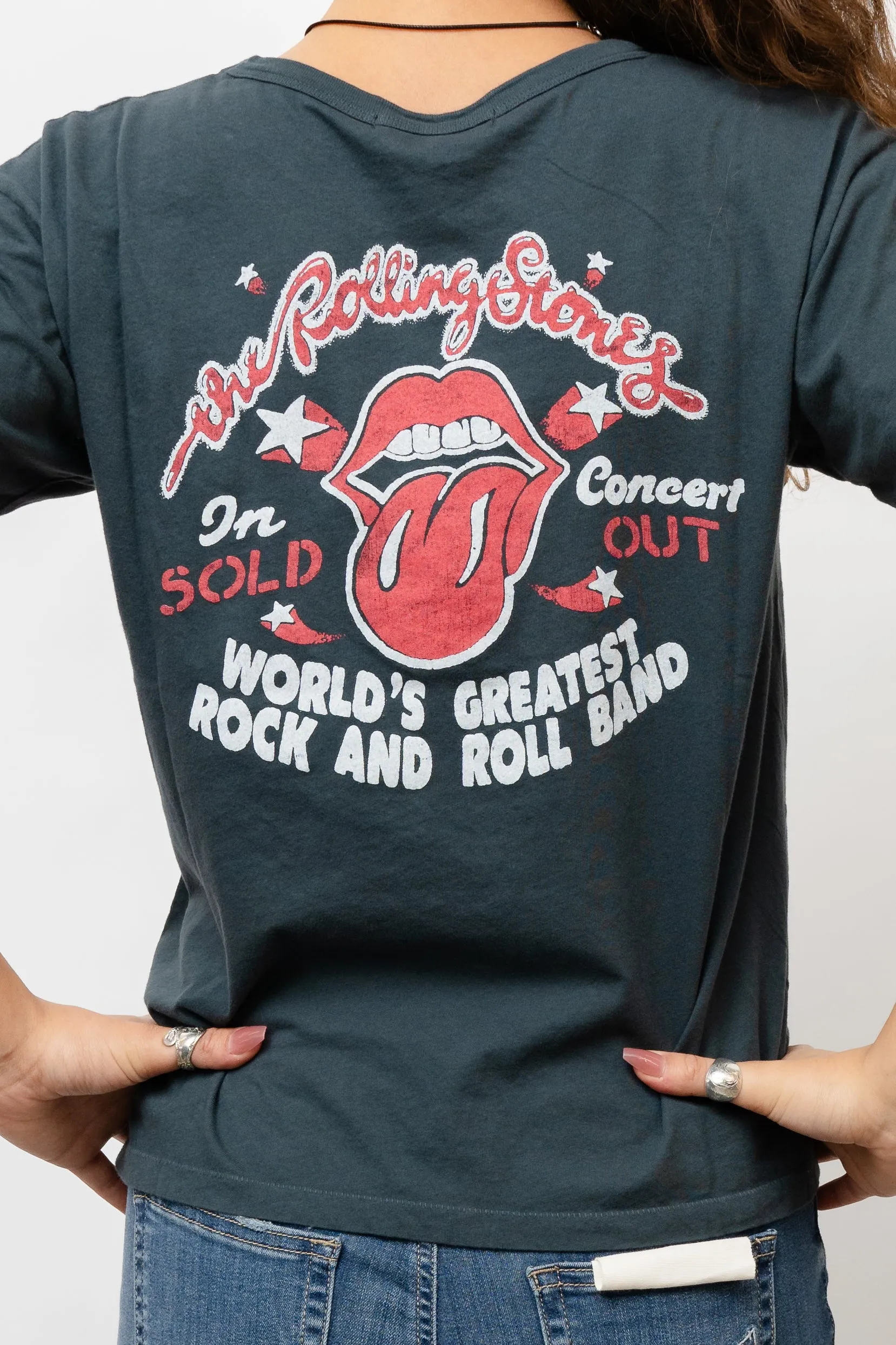 ROLLING STONES 78 US TOUR RINGER TEE IN VINTAGE BLACK