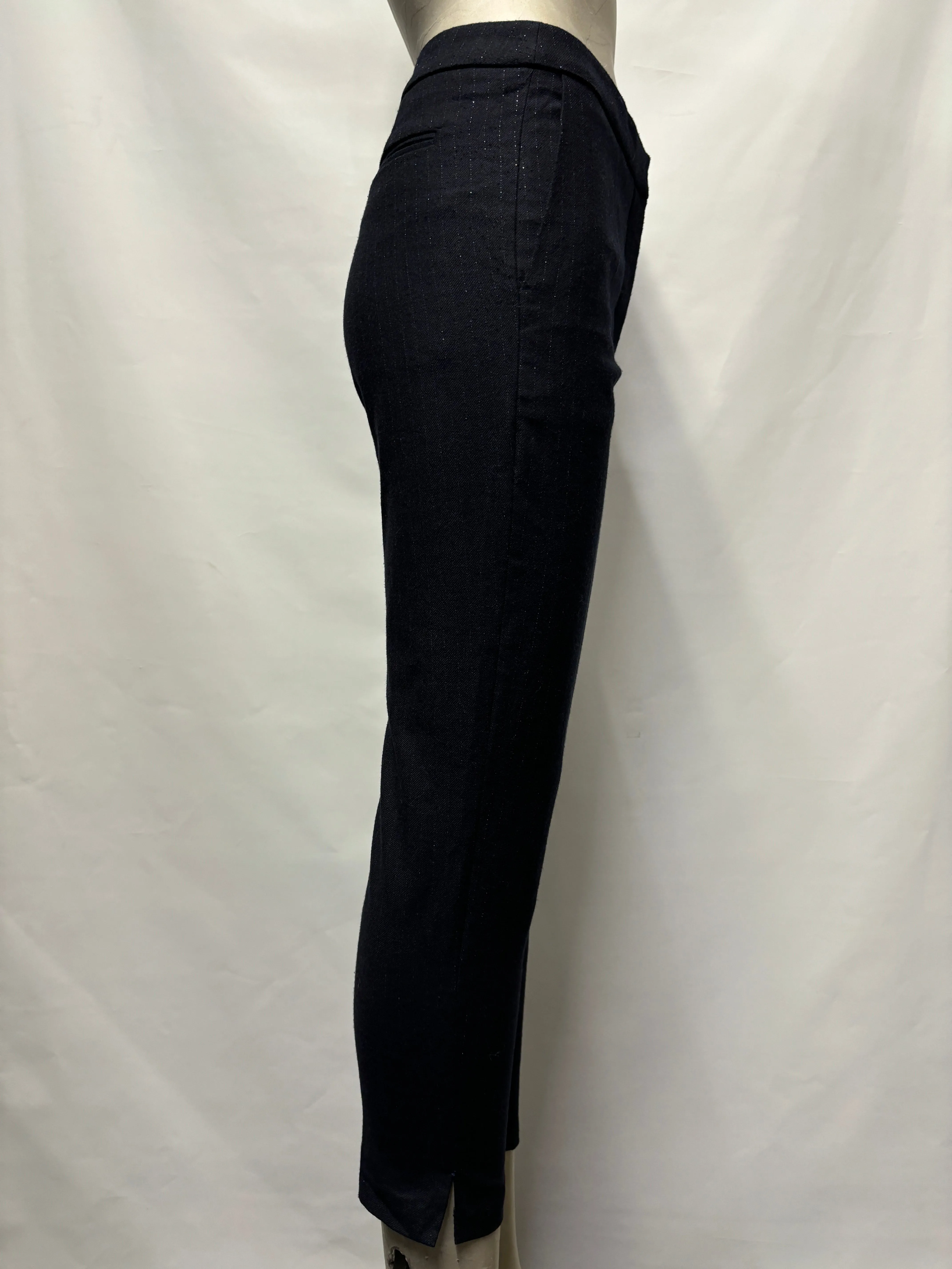 Sandro Navy Glitter Pinstripe Trousers 8