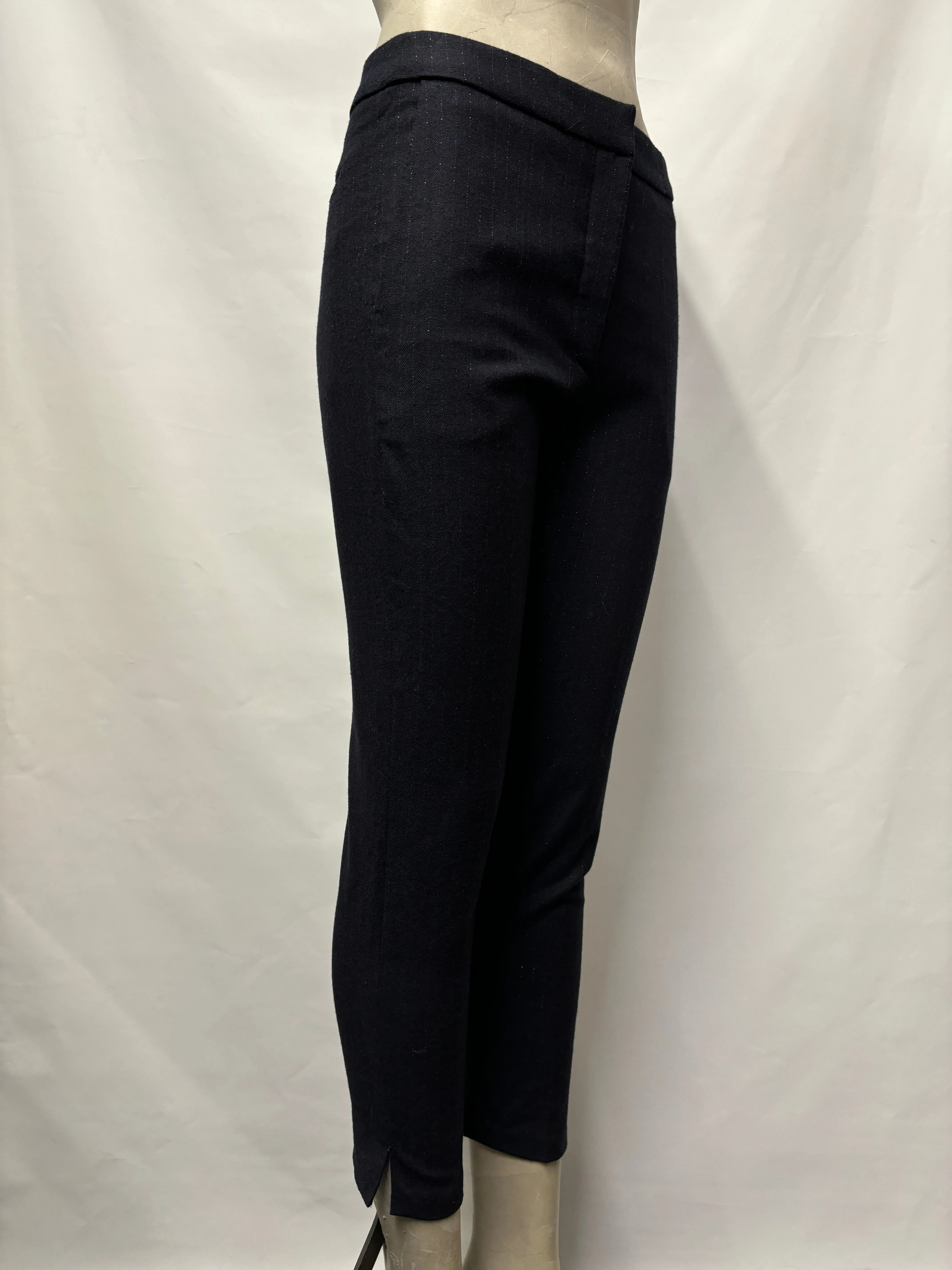 Sandro Navy Glitter Pinstripe Trousers 8