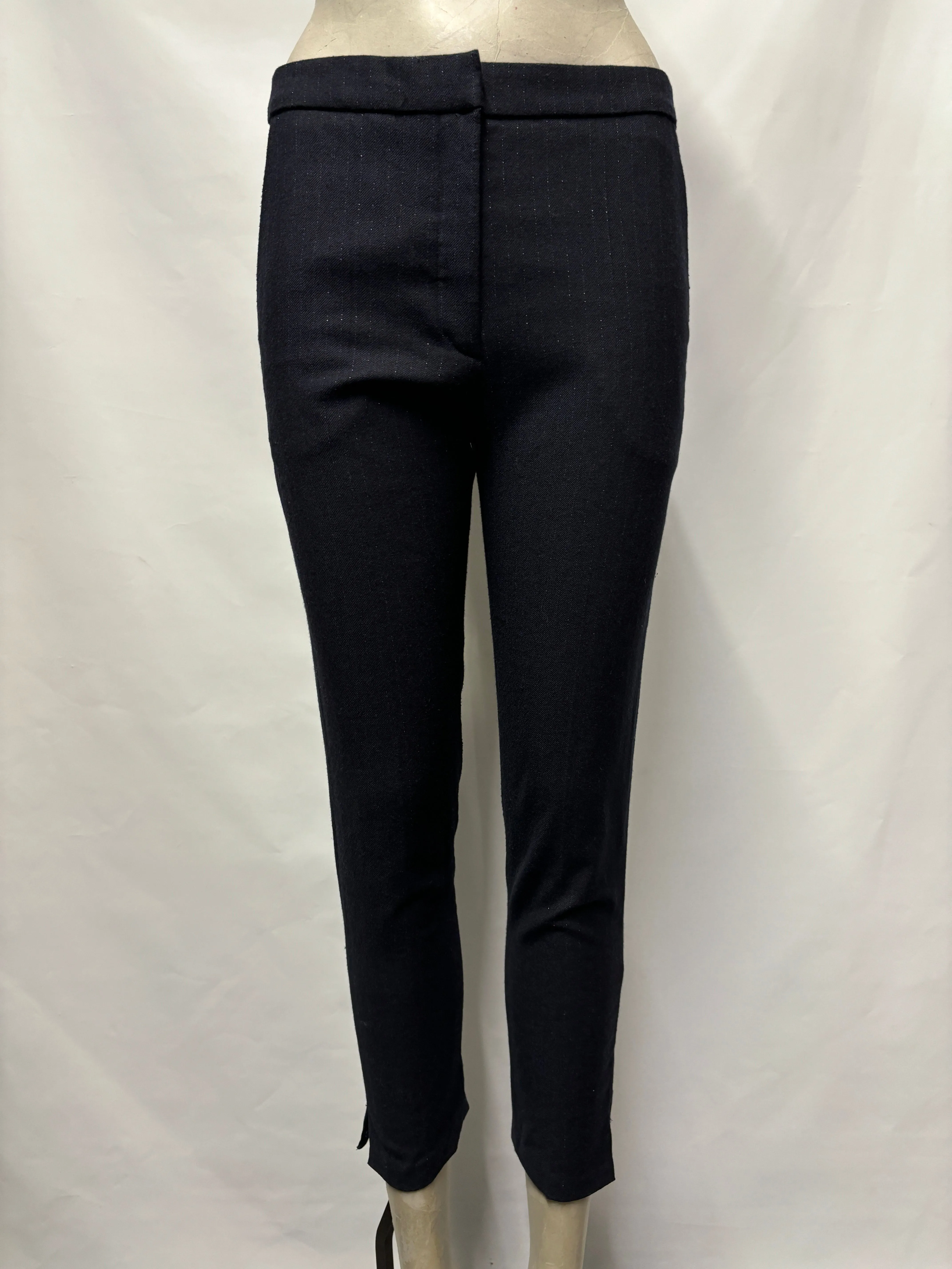 Sandro Navy Glitter Pinstripe Trousers 8