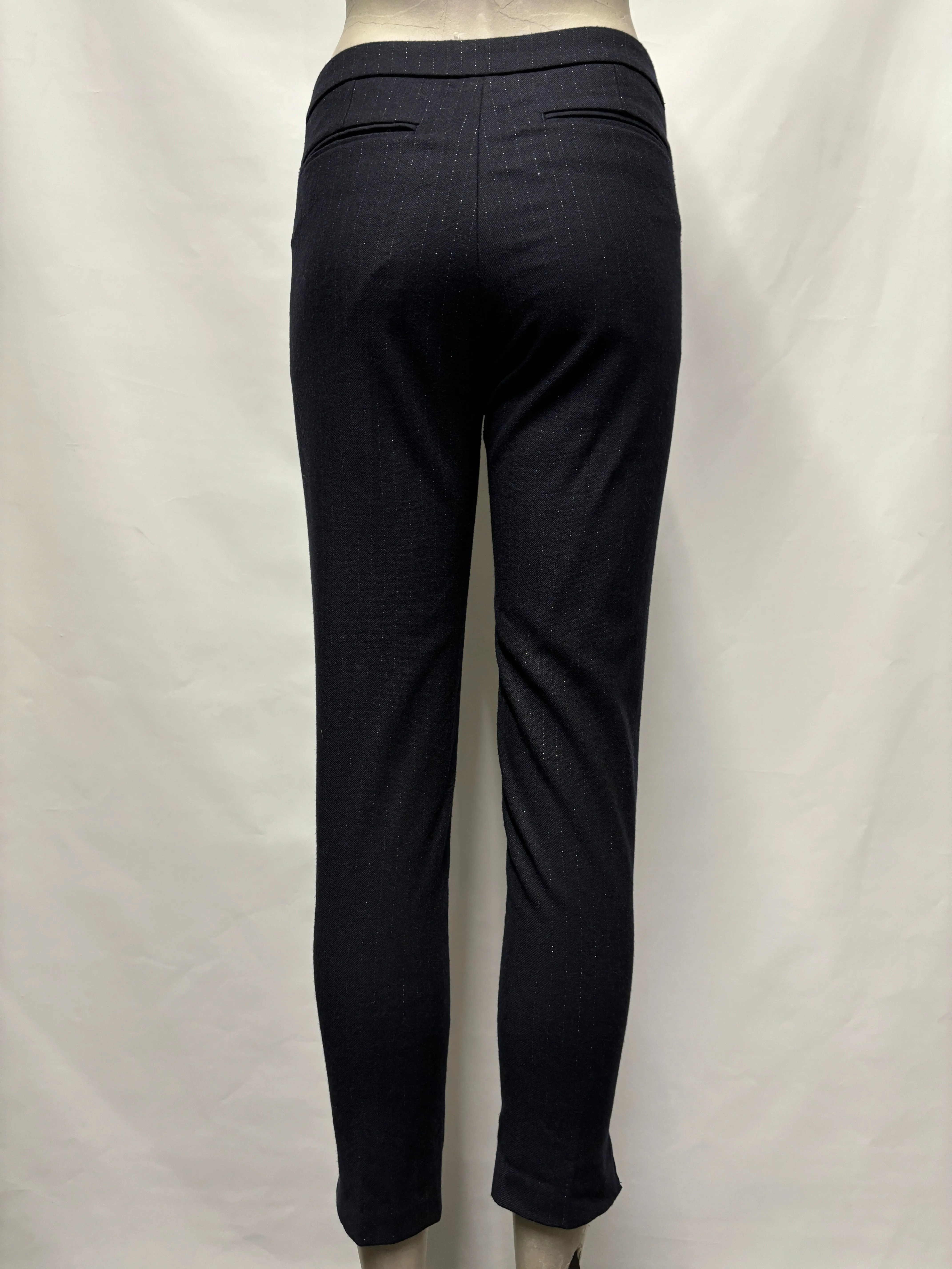 Sandro Navy Glitter Pinstripe Trousers 8
