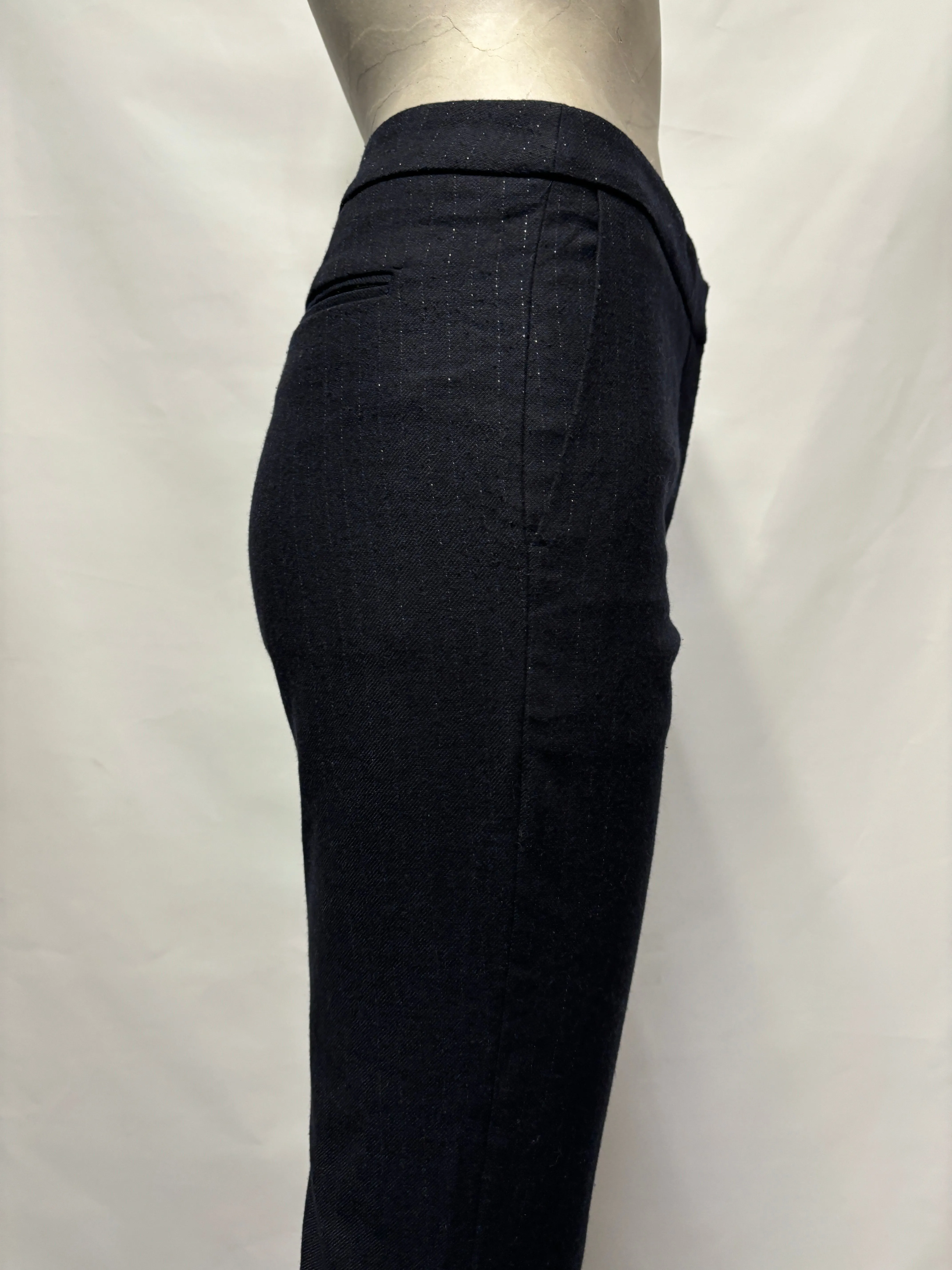 Sandro Navy Glitter Pinstripe Trousers 8