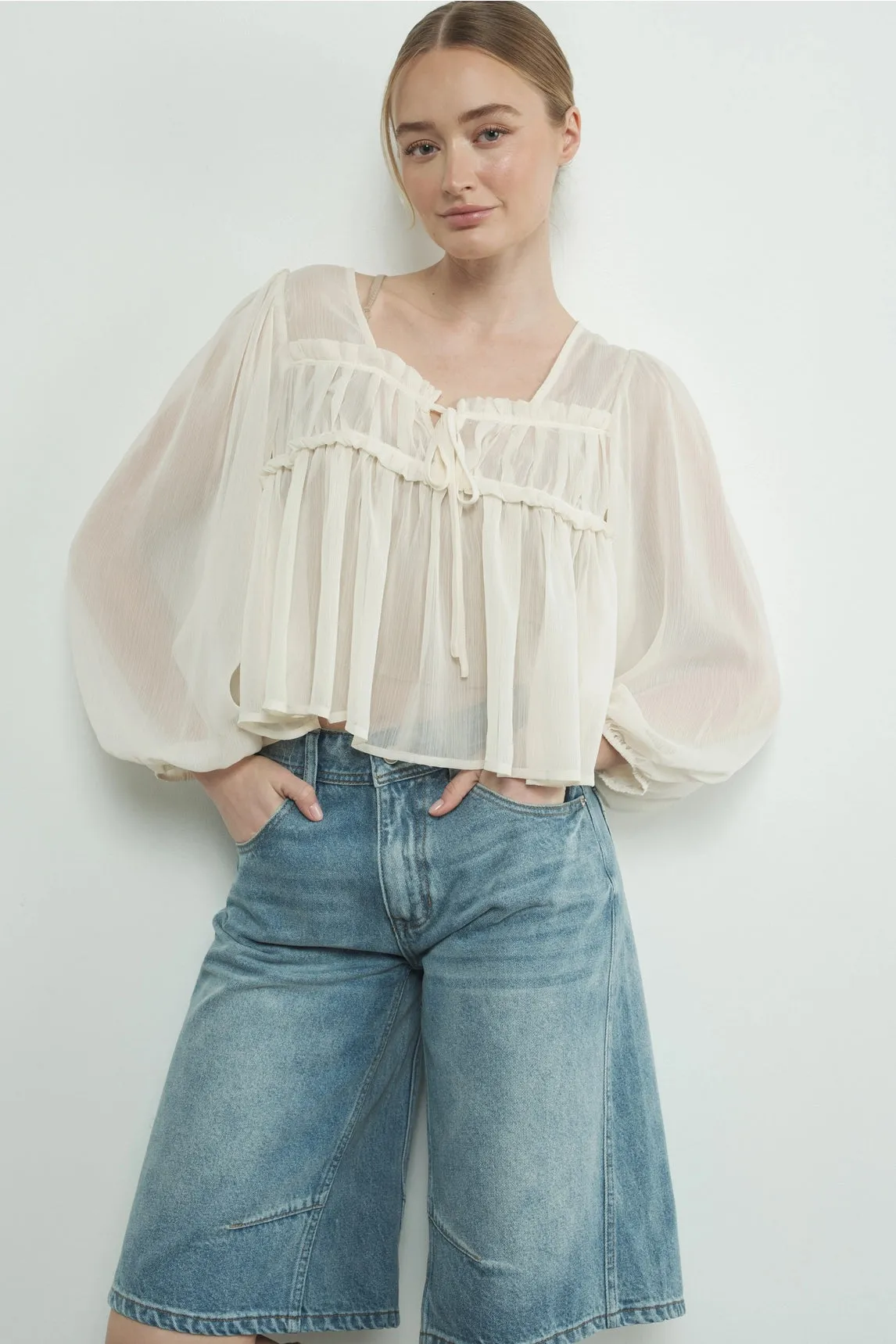 Sheer Long Sleeve Blouse