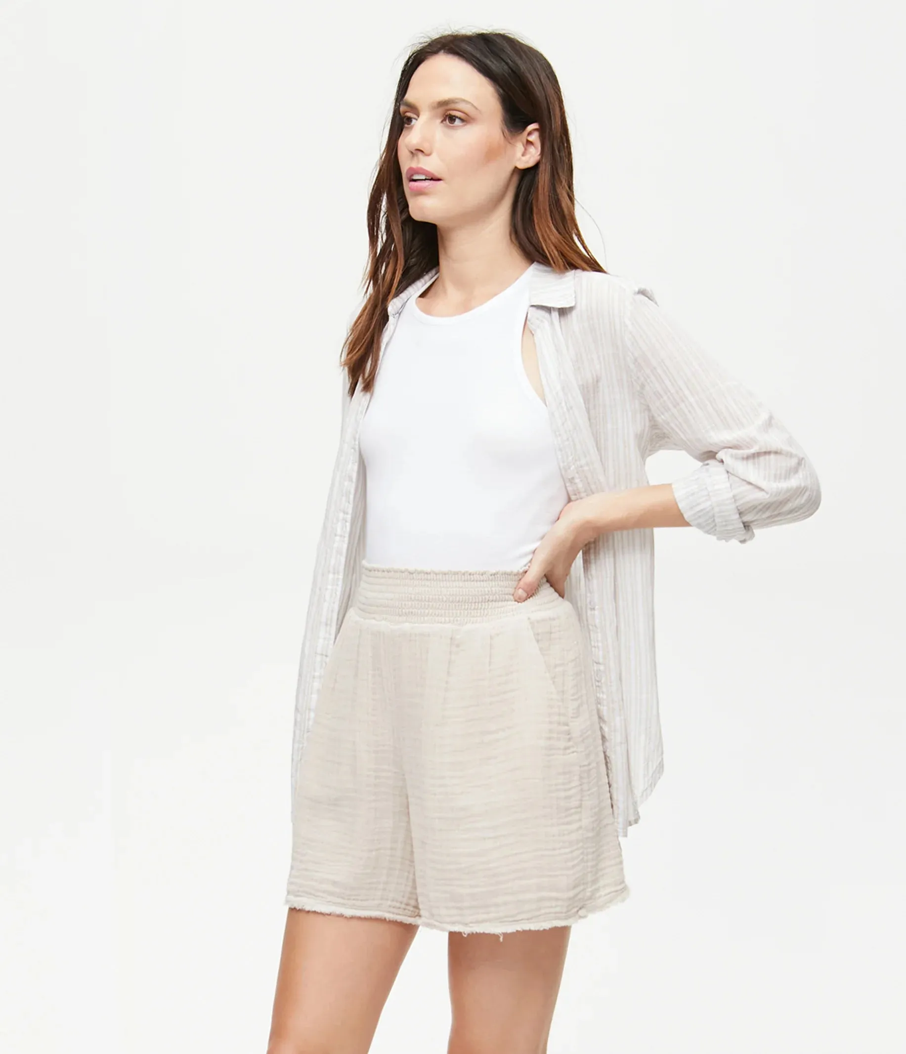 Sia Gauze Shorts | Cement