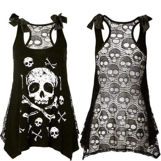 Skull Sleeveless Tops