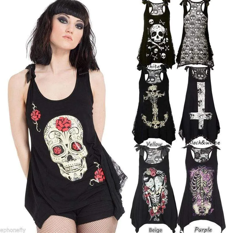 Skull Sleeveless Tops