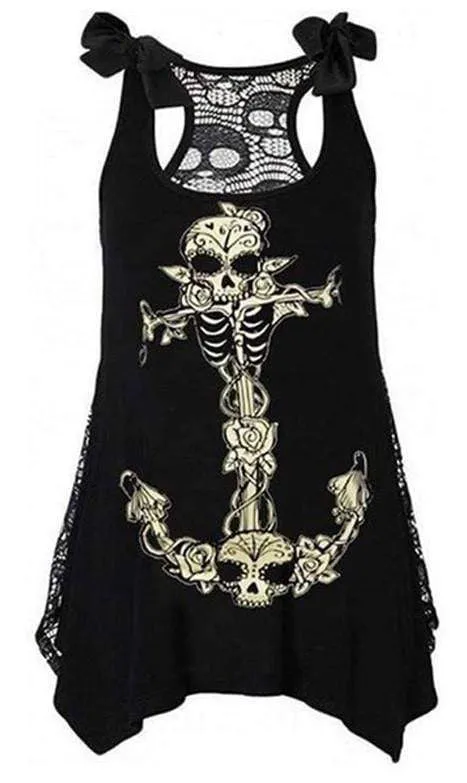 Skull Sleeveless Tops