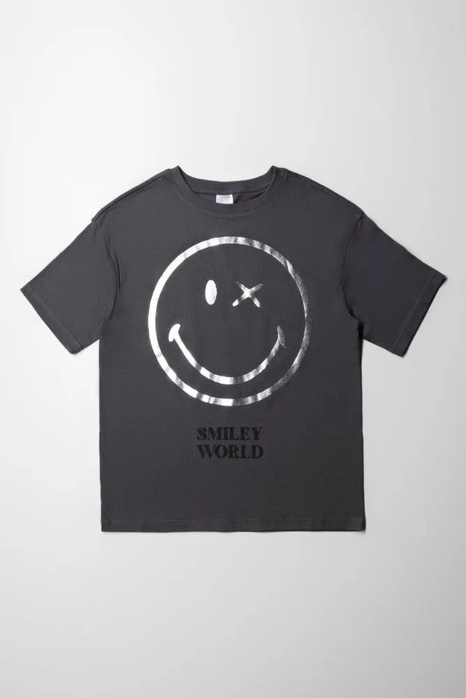 Smileyworld Oversized Short Sleeve T-Shirt Dark Grey