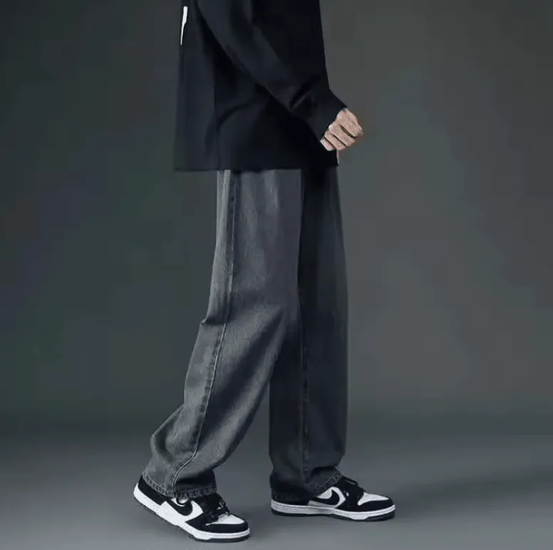 Spring 2025 Men’s Loose-Fit Wide-Leg Jeans - Comfortable Straight-Leg Denim Pants