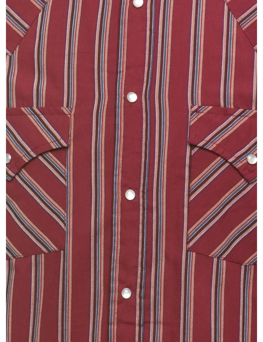Striped Maroon Western Shirt - M