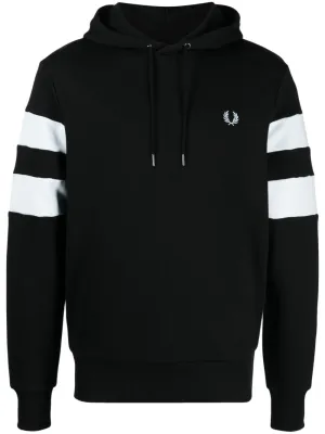 striped sleeve cotton hoodie
