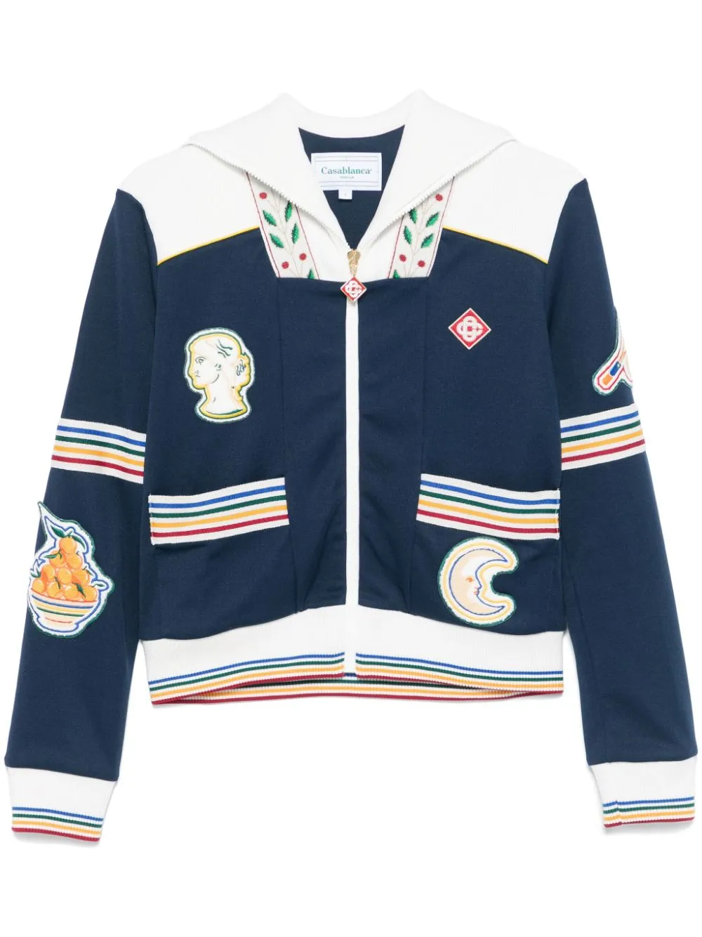 striped-trim jacket