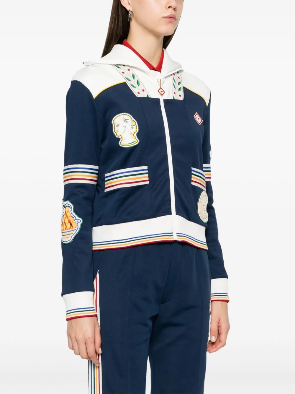 striped-trim jacket