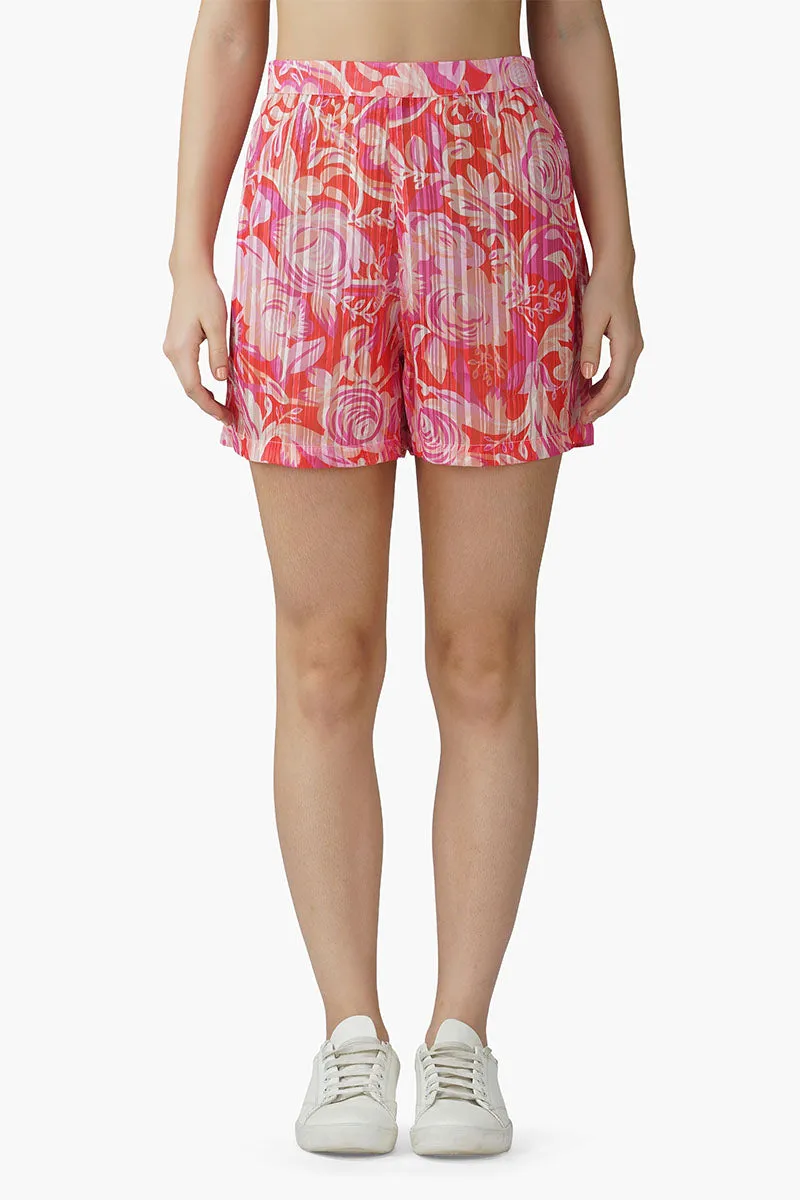 Sweet Pea Wine Printed Shorts