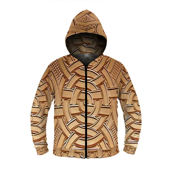 Tembe Art Wood Zipper Hoodie