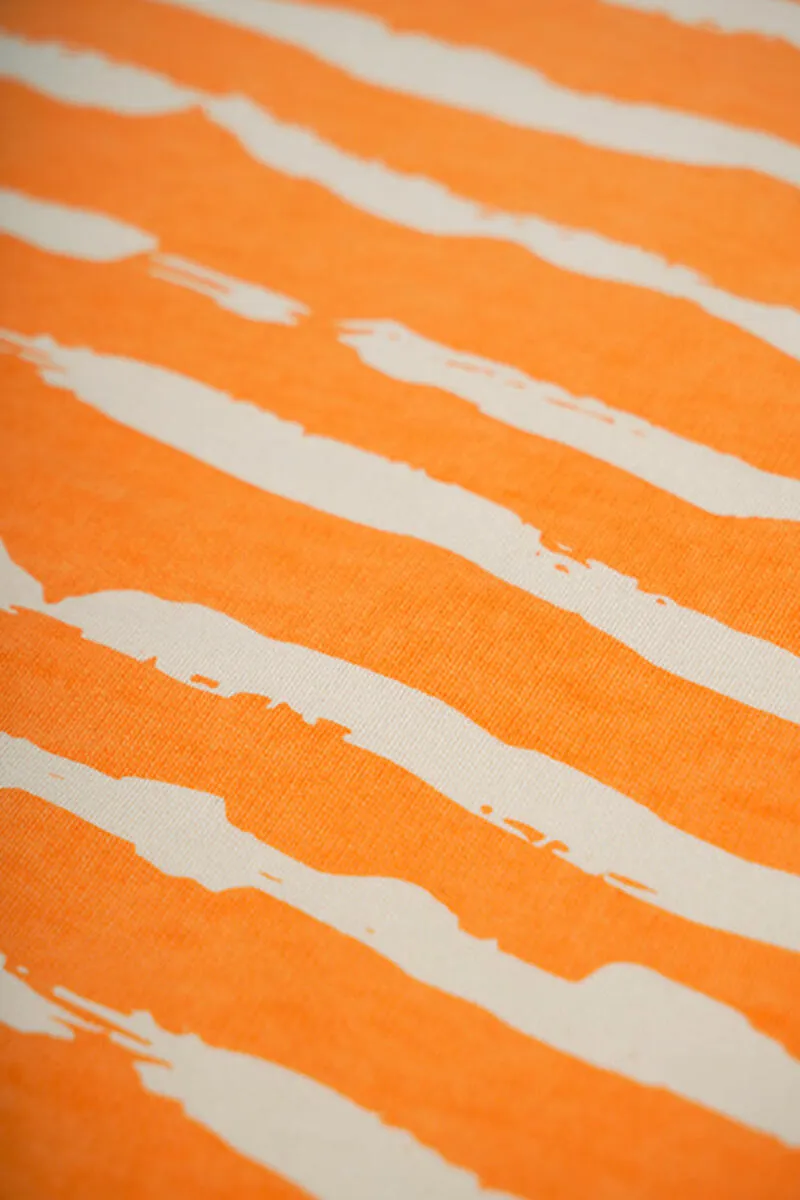 THC Striped Waves Henley Pocket Tee (Citrus Orange)