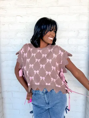 Tied Together Mocha Bow Top