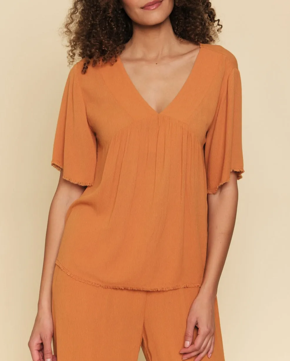 V neck Frayed top