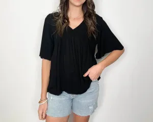 V neck Frayed top