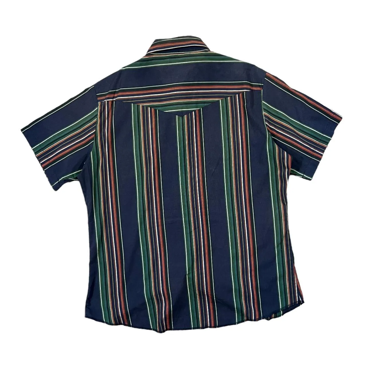 Vintage 90's WRANGLER "Western Shirts" Multi Striped Pearl Snap Popper Button Short Sleeve Shirt