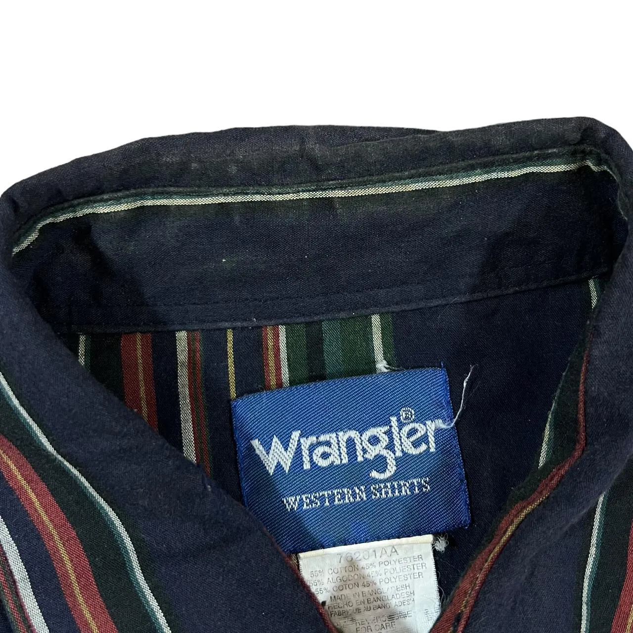 Vintage 90's WRANGLER "Western Shirts" Multi Striped Pearl Snap Popper Button Short Sleeve Shirt