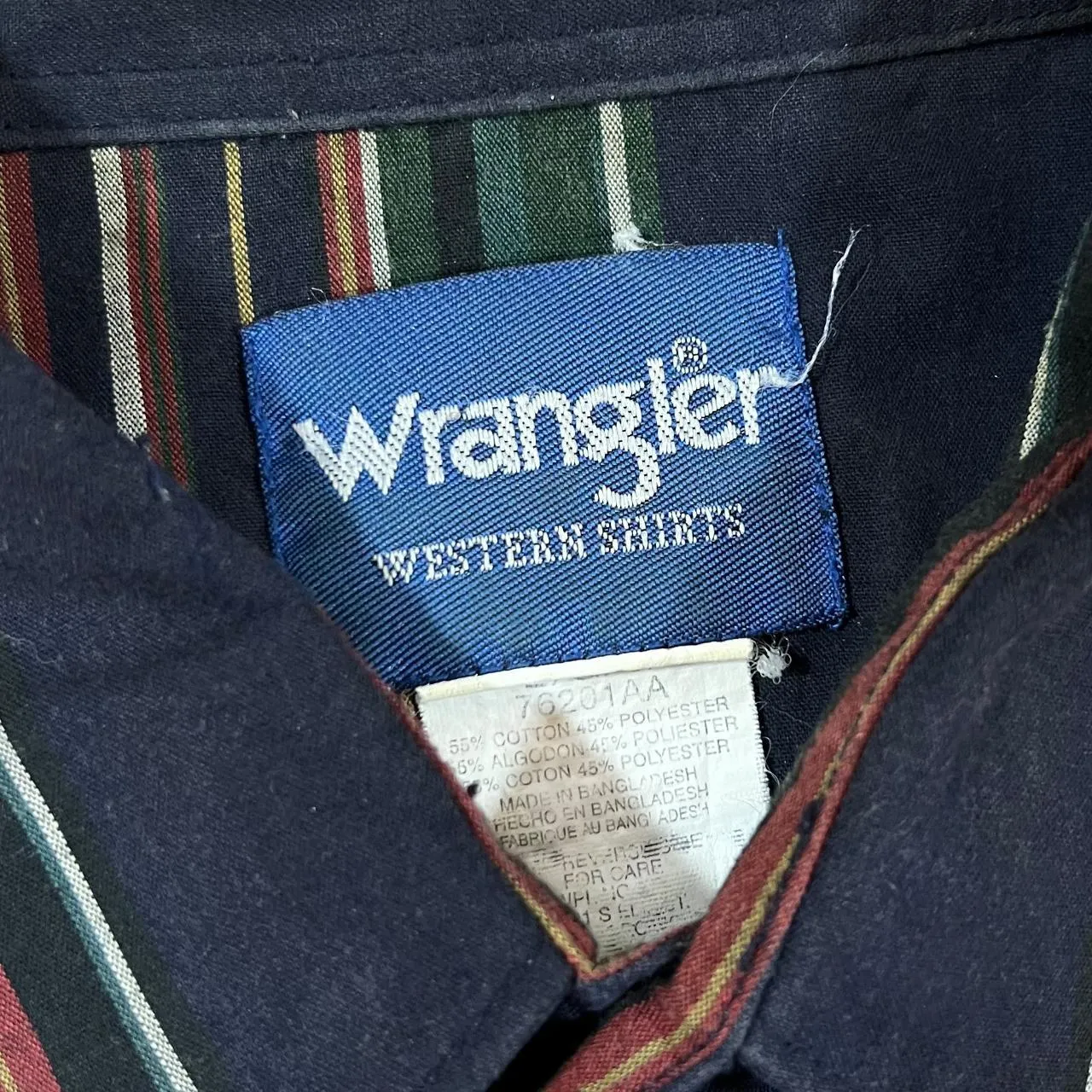 Vintage 90's WRANGLER "Western Shirts" Multi Striped Pearl Snap Popper Button Short Sleeve Shirt