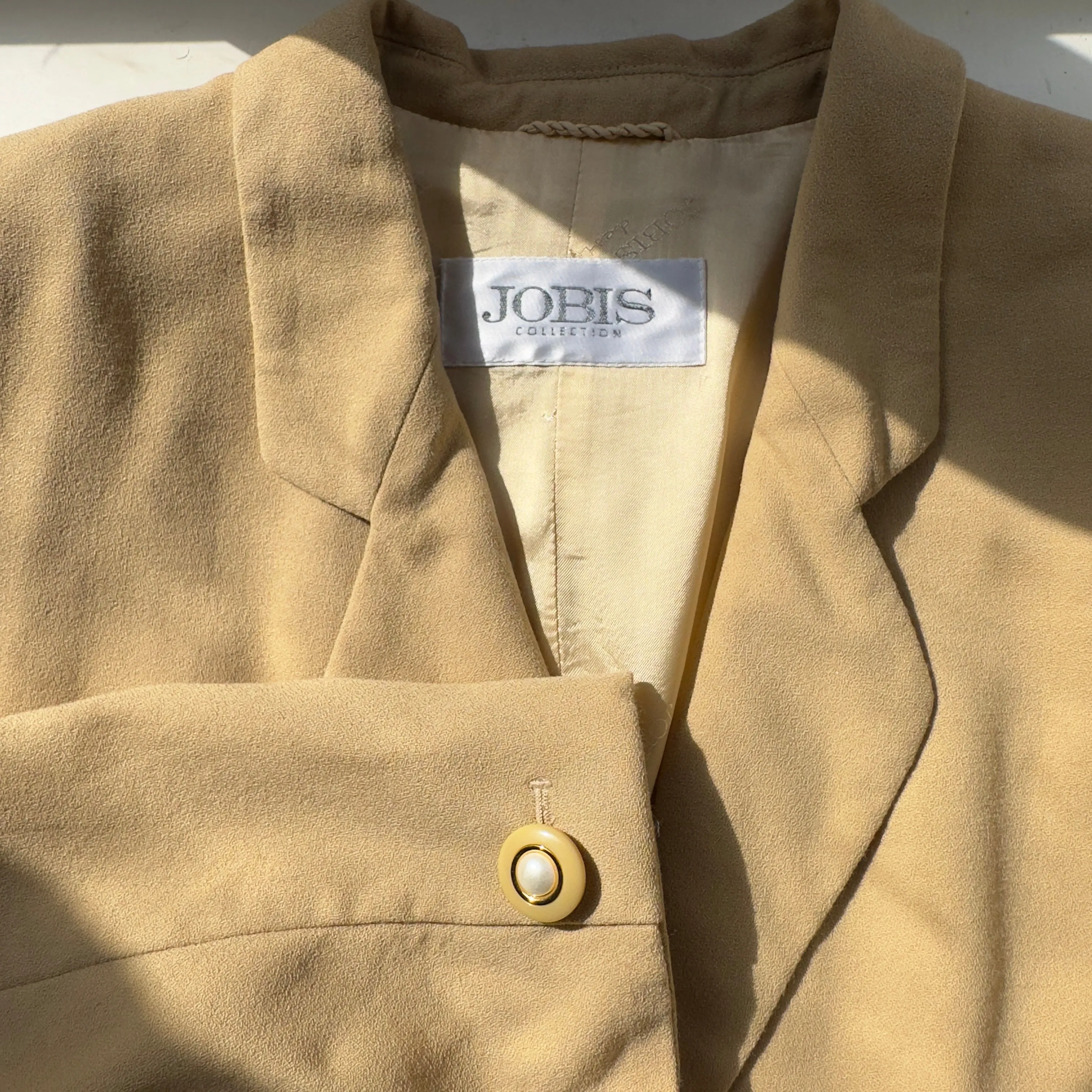 Vintage Beige Worsted Wool Blazer