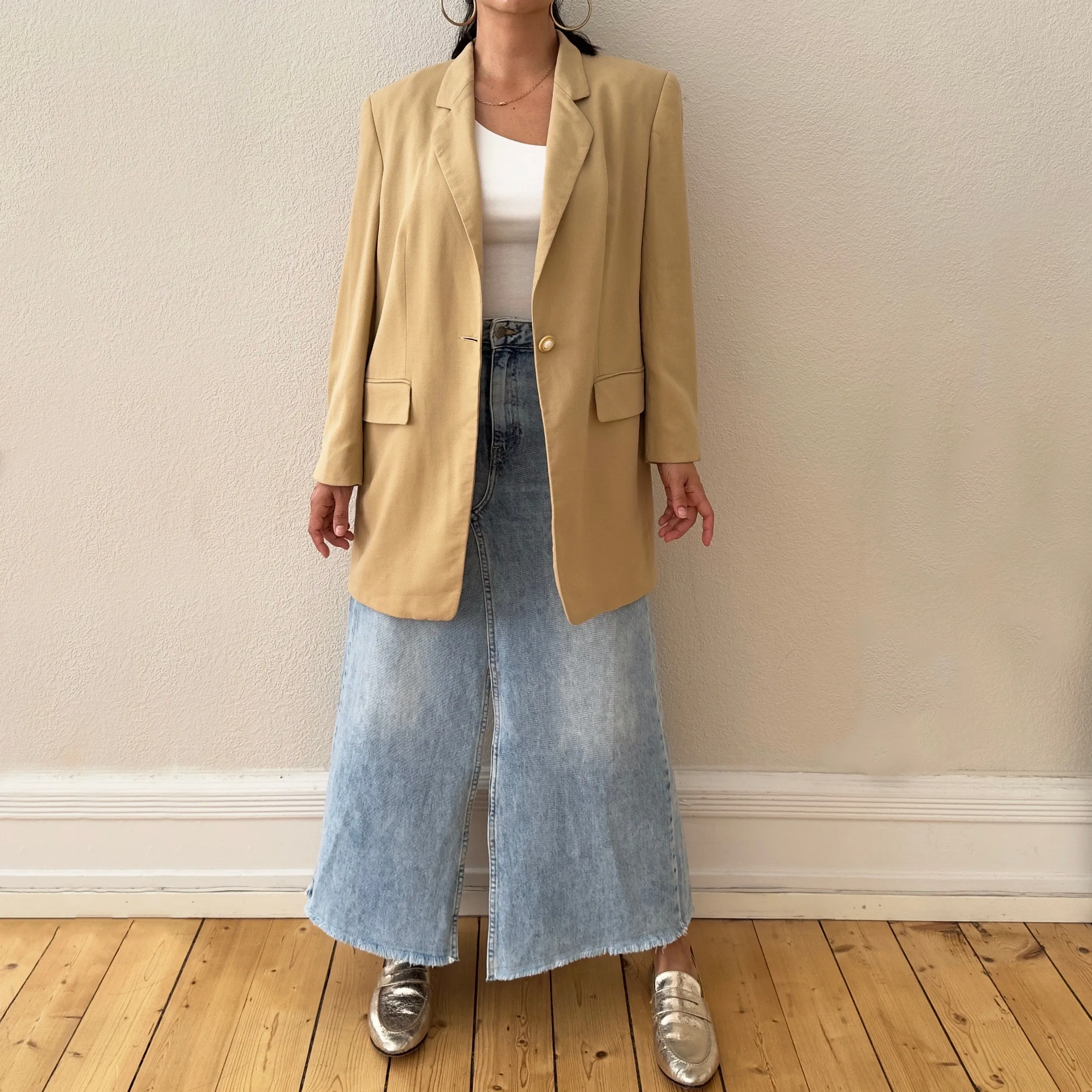 Vintage Beige Worsted Wool Blazer