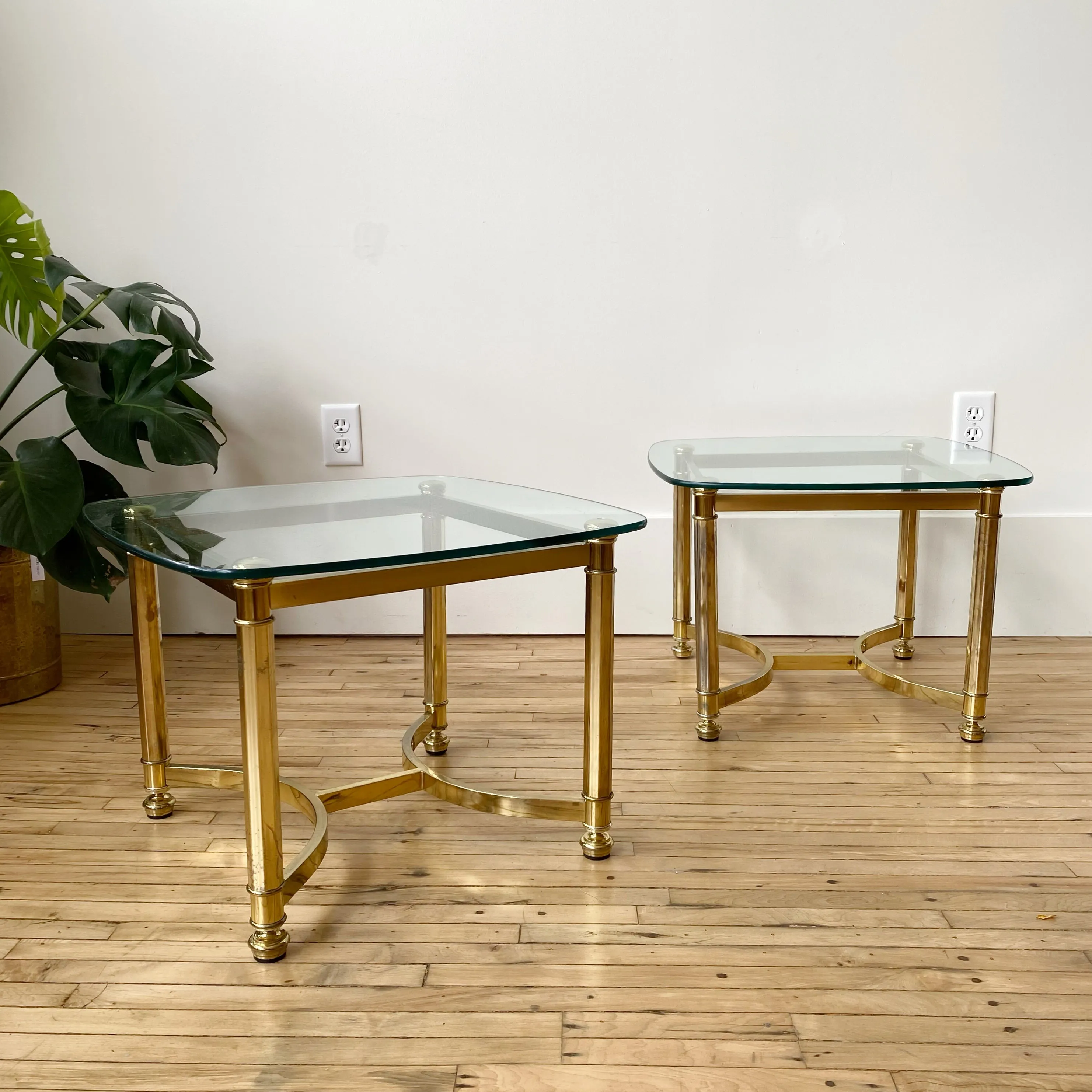 Vintage Brassy Glass Tables