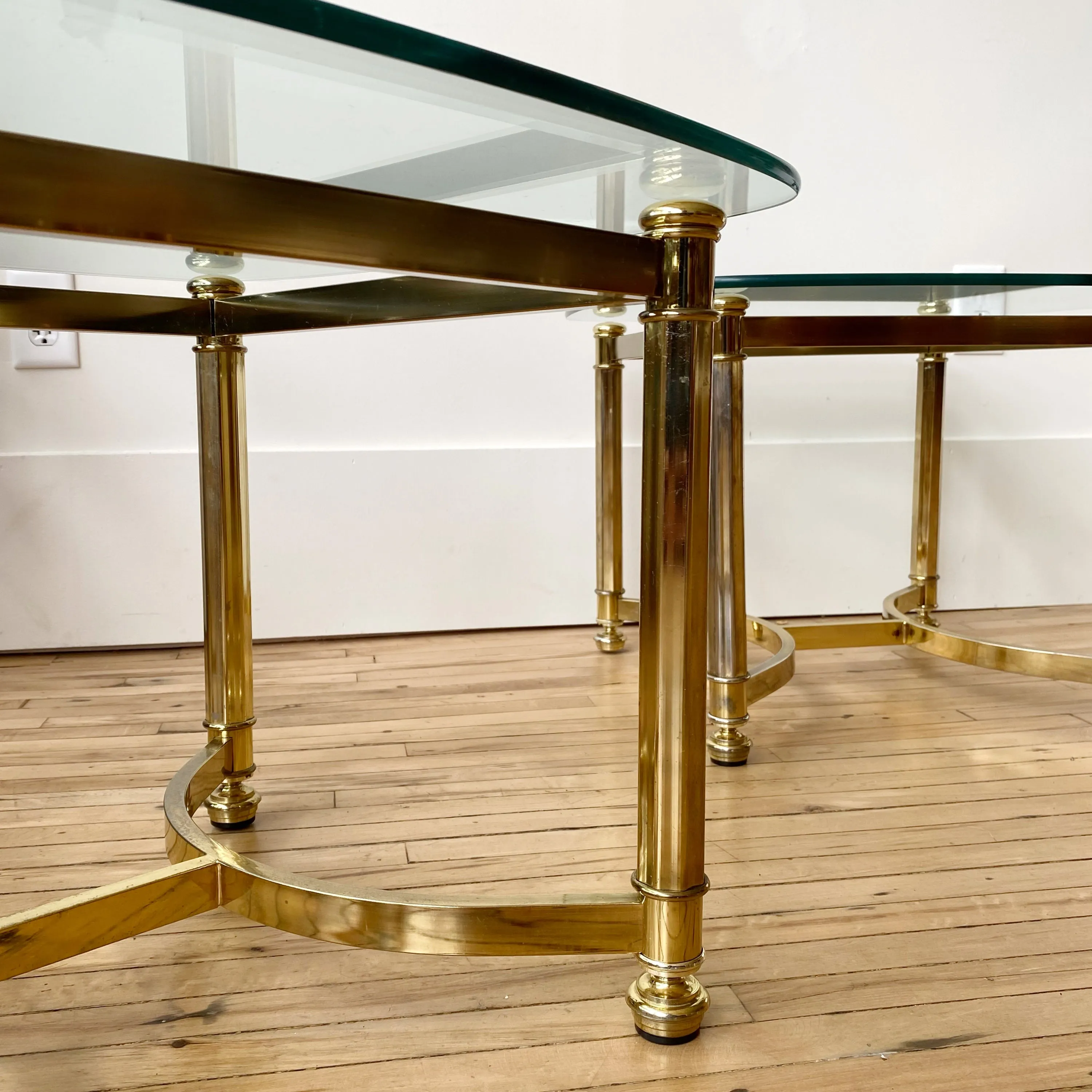 Vintage Brassy Glass Tables