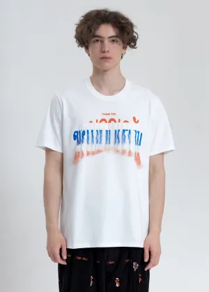 White Thank You Fringe Embroidery T-Shirt