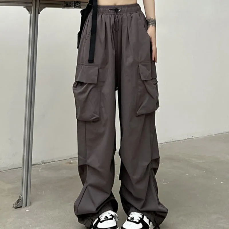Wide Leg Drawstring Cuff Cargo Pants