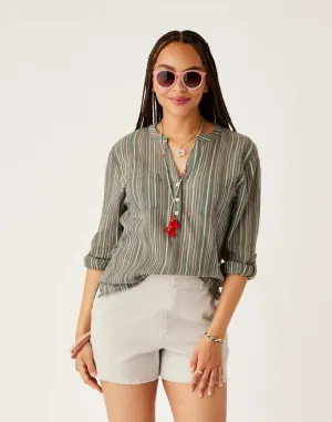 Women's Dylan Gauze Shirt - Cilantro Stripe