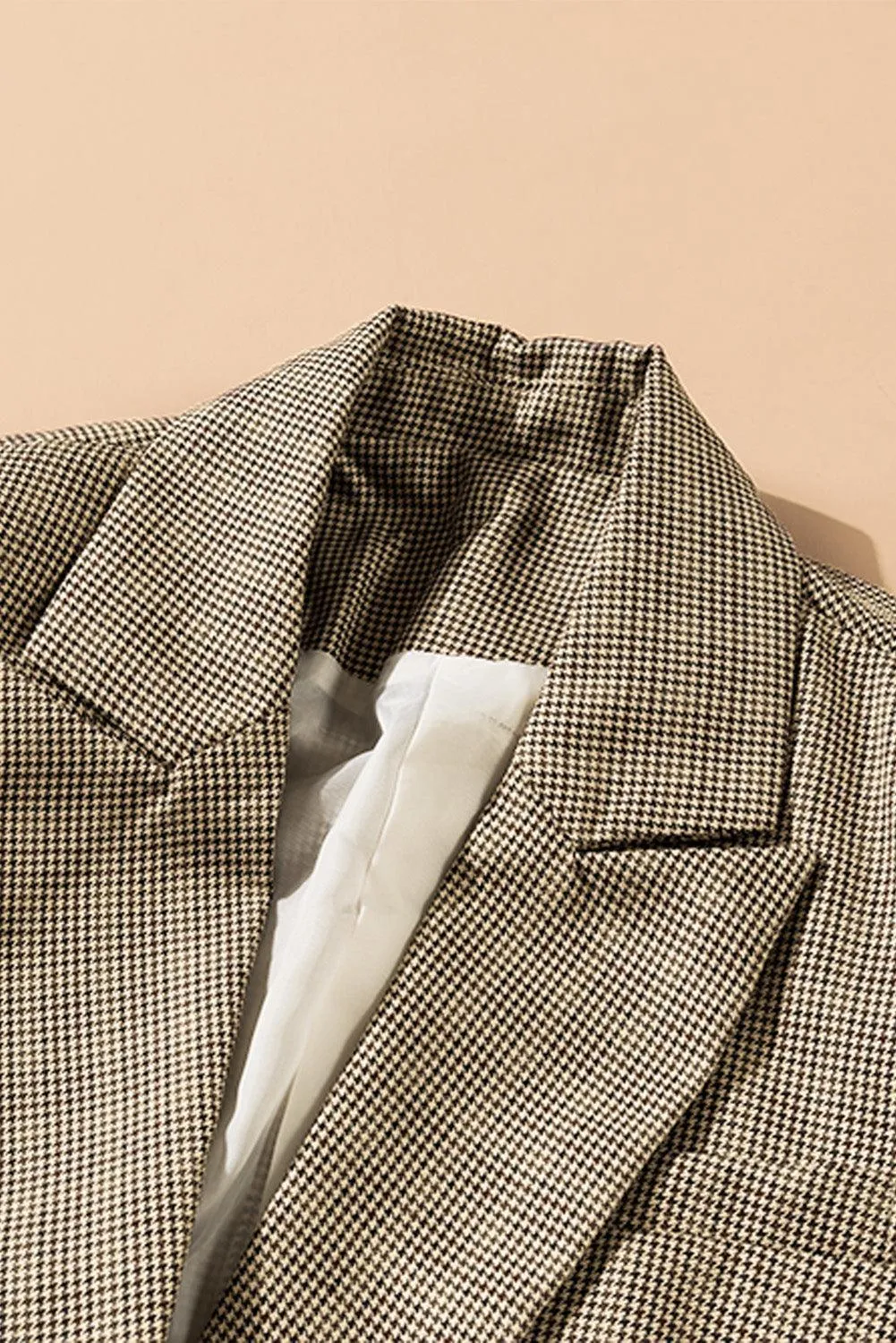 Women's Plaid Lapel Collar One Button Blazer