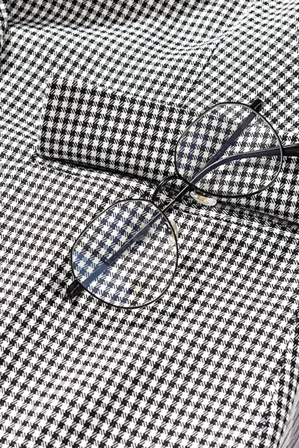 Women's Plaid Lapel Collar One Button Blazer